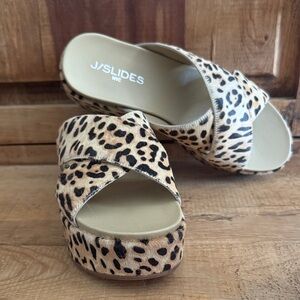 J/SLIDES Leopard Print Platform Slides